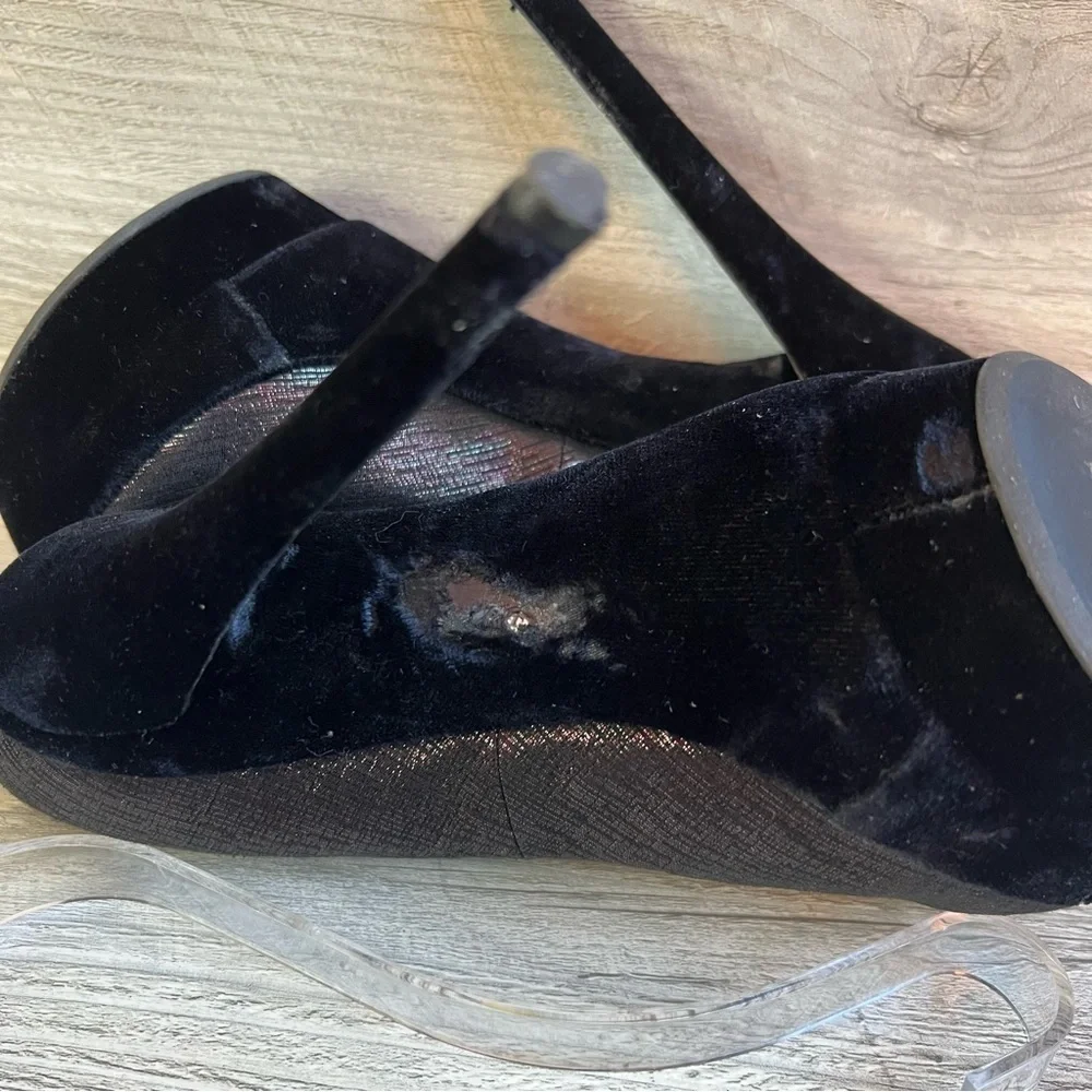 RODO + Talbot Runhof platform velvet and metallic sheen high heel stilettos sz 6